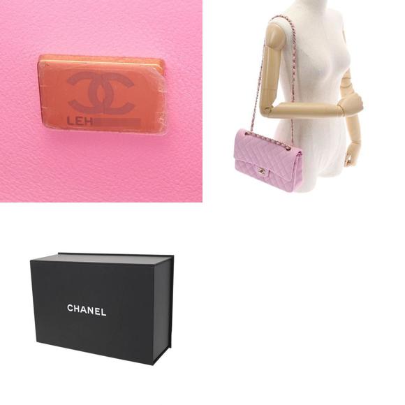 CHANEL Chanel matelasse W flap chain shoulder 25 pink ladies caviar skin bag - Picture 12 of 12